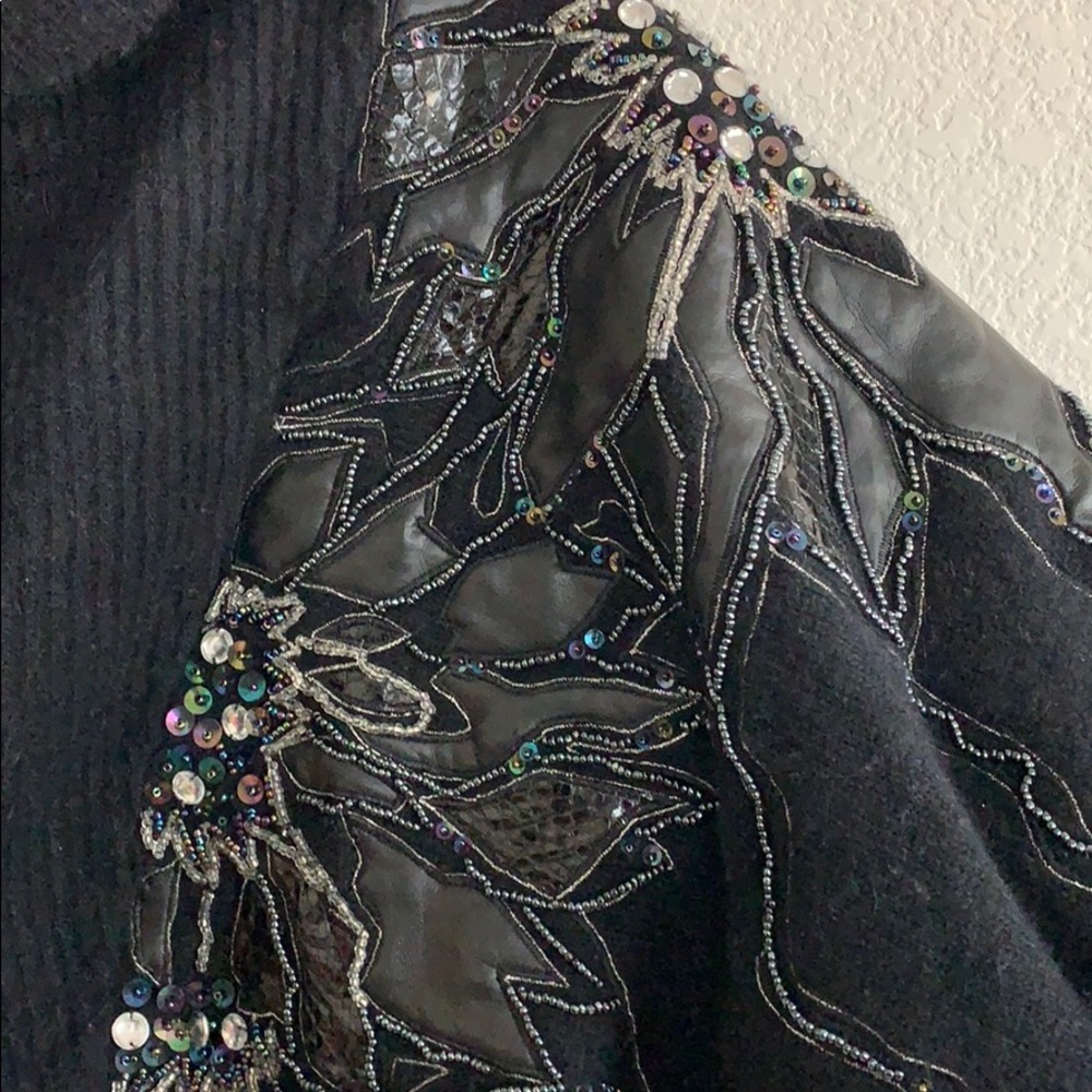 Vintage Black Cowl Neck Sweater with Embellishments - Picture 4 of 16